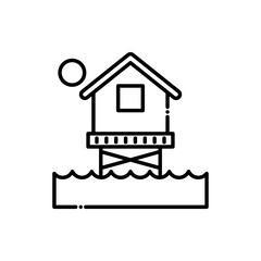 Sea House  Vector Icon Line style Illustrations.