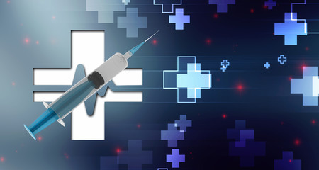 3D illustration Syringe with needle 