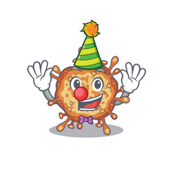 Cute and Funny Clown retro virus corona cartoon character mascot style