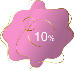 Vector abstract graphics of gold lines and shapes on a pink background for social networks, postcards, banners, newsletters, discounts, cover art, screensavers, discount cards