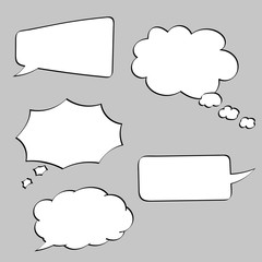 Speech bubbles. Blank signs on gray background