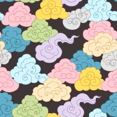 Tuinposter  ..Seamless pattern with colorful clouds. Vector texture on dark background. © INESA