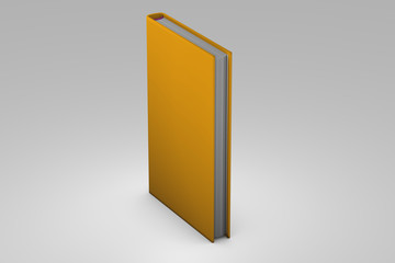object 3d illustration - high detail orange book closed, symbol of the day of knowledge highlighted isolated on grey background