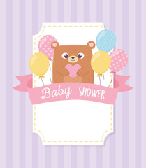 baby shower, teddy bear with balloons background