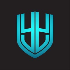 Obraz premium YY Logo monogram with emblem shield design isolated with blue colors on black background