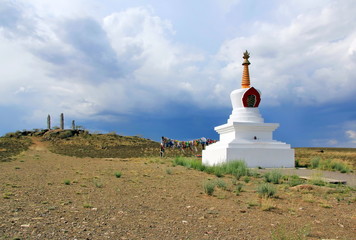 Fototapeta na wymiar Stupa (Suburgan) - a Buddhist architectural and sculptural religious building 