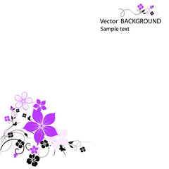 abstract floral background with flowers and butterflies