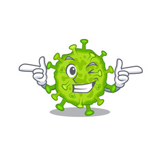 Fototapeta premium Smiley virus corona cell cartoon design style showing wink eye