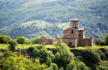 Fototapeta na wymiar The Saints temple is a Christian temple, erected in the first half of the 10th century in the territory of modern Karachay-Cherkessia.