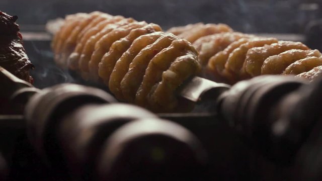 Lula Kebab BBQ on the grill, grill. Stuffing on a skewer.