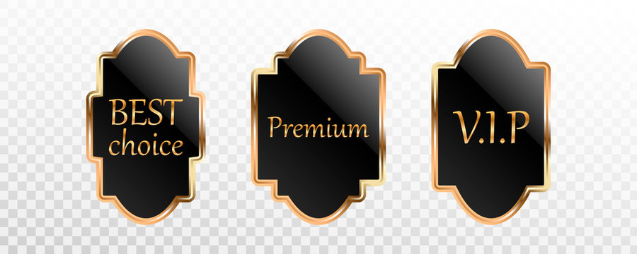 Premium Black Gold Label, Badge Or Tag Collection