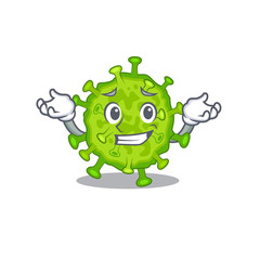 Happy face of virus corona cell mascot cartoon style