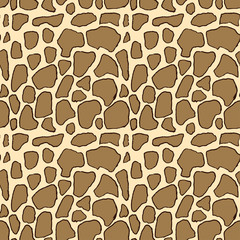Giraffe skin hand drawn pen texture. Vector seamless pattern sketch skin pattern.