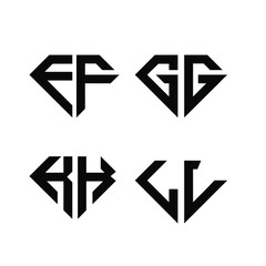diamond initial black white luxury EF GG KK LL logo icon design vector