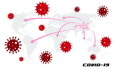 Covid-19, World map of Corona virus, Covid19 is spreading across the world.