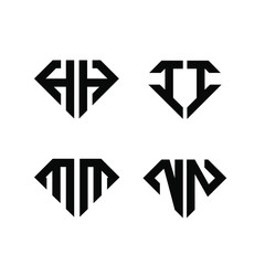 diamond initial black white luxury AA II MM NN logo icon design vector