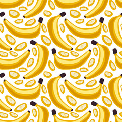 seamless pattern with bananas on a white background in cartoon style. decor for fabric and packaging paper