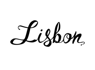 LISBON. Word of calligraphic letters