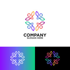 Obraz premium people and flower for community and yoga logo design