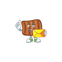 Cute face roasted beef mascot design holding an envelope