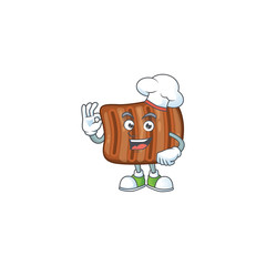 A picture of roasted beef cartoon character wearing white chef hat