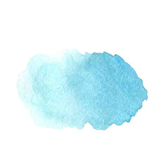 blue spot isolated on white background, watercolor