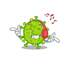 enjoying music virus corona cell cartoon mascot design