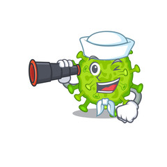 Virus corona cell in Sailor cartoon character design with binocular