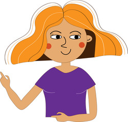 Young cute thinking woman in trendy flat style. Vector girl illustration isolated on a white background. Stock portrait of a beautiful female thinking.