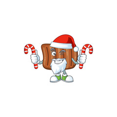 Friendly roasted beef in Santa Cartoon character with candies