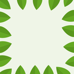 Fototapeta na wymiar Green leaves frame template.Nature background with green fresh leaves.place for your text. 