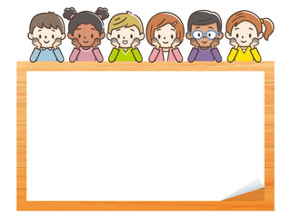 子供　頬杖　メッセージボード