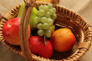Still life with fruit in a basket