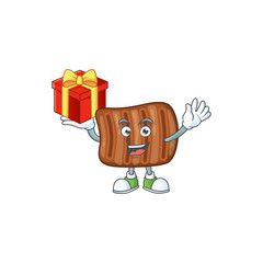 A mascot design style of roasted beef showing crazy face