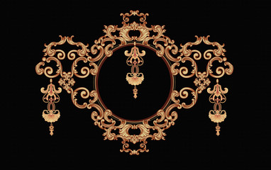 Exquisite baroque design, rococo design, suitable for textile clothing and wallpaper design