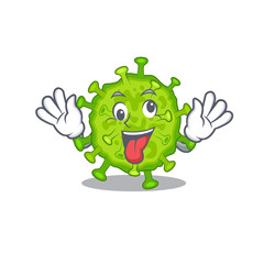 A picture of crazy face virus corona cell mascot design style