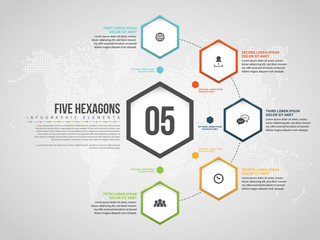 Five Hexagons Infographic
