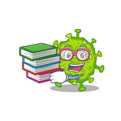 A diligent student in virus corona cell mascot design with book