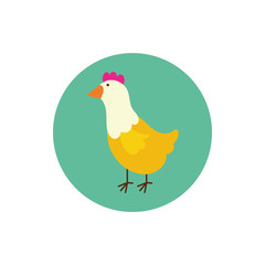cute hen farm animal block and flat style