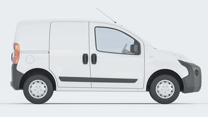 Side View of a Mini Van on White Background 3D Rendering