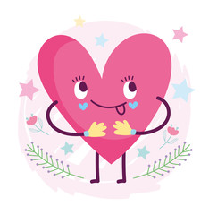 cute cartoon heart love romantic character leaves decoration
