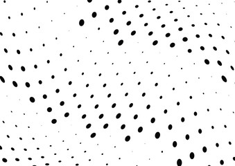 Abstract halftone wave dotted background. Futuristic twisted grunge pattern, dot, circles.  Vector modern optical pop art texture for posters, business cards, cover, labels mock-up, stickers layout
