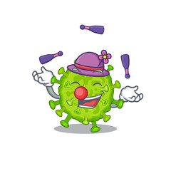 A sweet virus corona cell mascot cartoon style playing Juggling