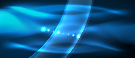 Abstract background. Shiny design neon waves with light effects, techno trendy design. Vector Illustration For Wallpaper, Banner, Background, Card, Book Illustration, landing page