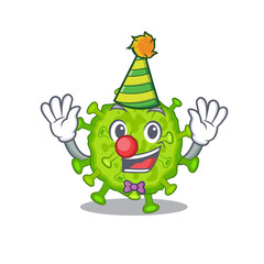 Cute and Funny Clown virus corona cell cartoon character mascot style