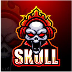 Skull fire mascot esport logo design