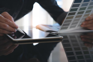 Designer using digital tablet