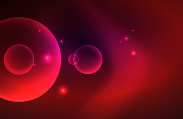 Neon shiny transparent glowing circles with light effects. Techno futuristic vector abstract background For Wallpaper, Banner, Background, Card, Book Illustration, landing page