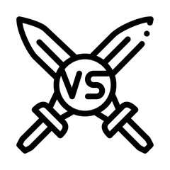 Sword Battle Icon Vector. Outline Sword Battle Sign. Isolated Contour Symbol Illustration