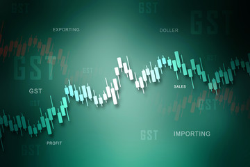 2d rendering Stock market online business concept. business Graph 
